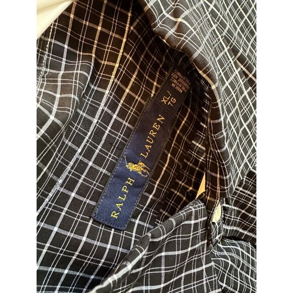 Ralph Lauren‎ Men Shirt Button Up XL Black Check - Picture 3 of 9